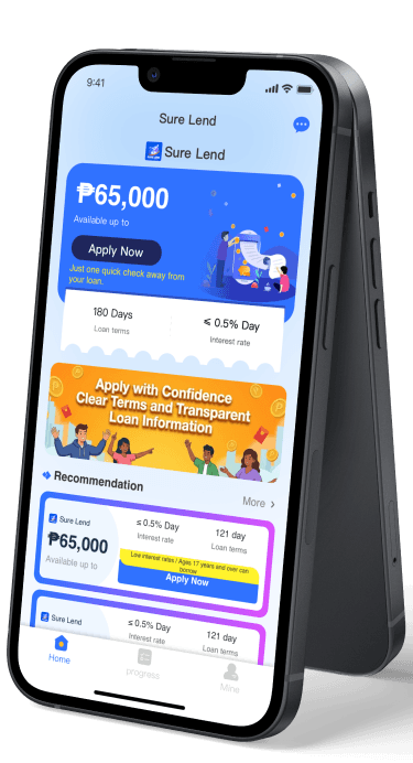 Sure Lend mobile app displayed on a smartphone